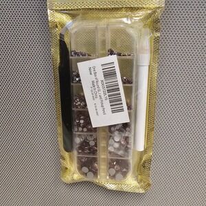 NEW Rhinestone Gems Kit Round Glass Pick Up Pencil Tweezers Nail Art Crafting